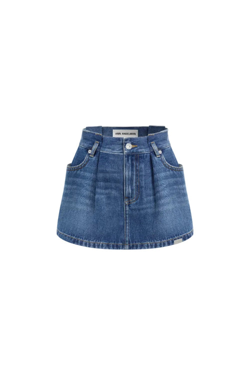 Blue Pleated Denim Midi Skirt - ANN ANDELMAN