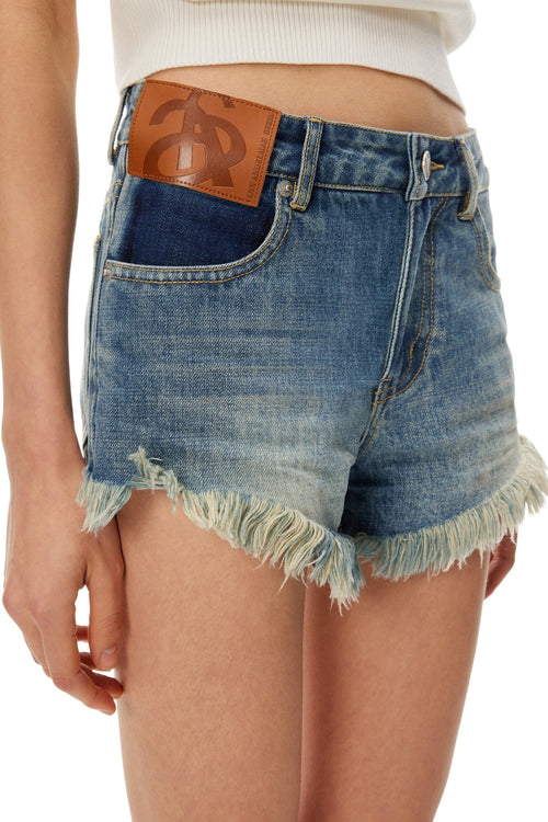 Blue Raw - Edge Denim Shorts - ANN ANDELMAN