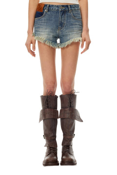 Blue Raw - Edge Denim Shorts - ANN ANDELMAN