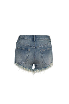 Blue Raw - Edge Denim Shorts - ANN ANDELMAN