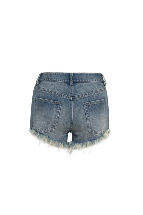 Blue Raw - Edge Denim Shorts - ANN ANDELMAN