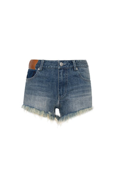 Blue Raw - Edge Denim Shorts - ANN ANDELMAN