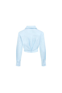 Blue Rhinestone Deconstructed Shirt - ANN ANDELMAN