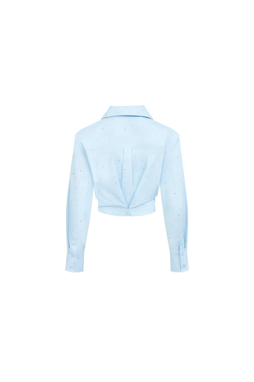 Blue Rhinestone Deconstructed Shirt - ANN ANDELMAN