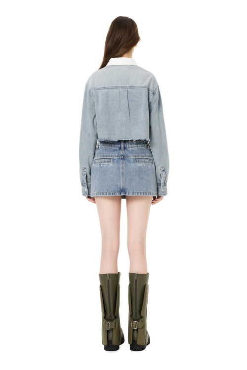 Blue Rhinestone Denim Skorts - ANN ANDELMAN