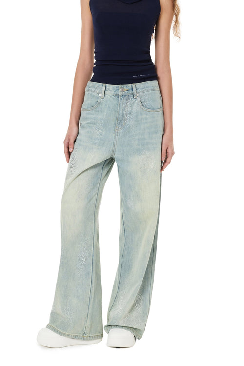 Blue Rhinestone Jeans - ANN ANDELMAN