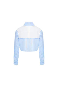 Blue Short Fake Two - piece Shirt - ANN ANDELMAN