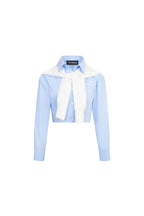 Blue Short Fake Two - piece Shirt - ANN ANDELMAN