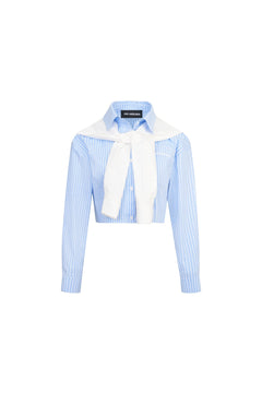 Blue Short Fake Two - piece Shirt - ANN ANDELMAN