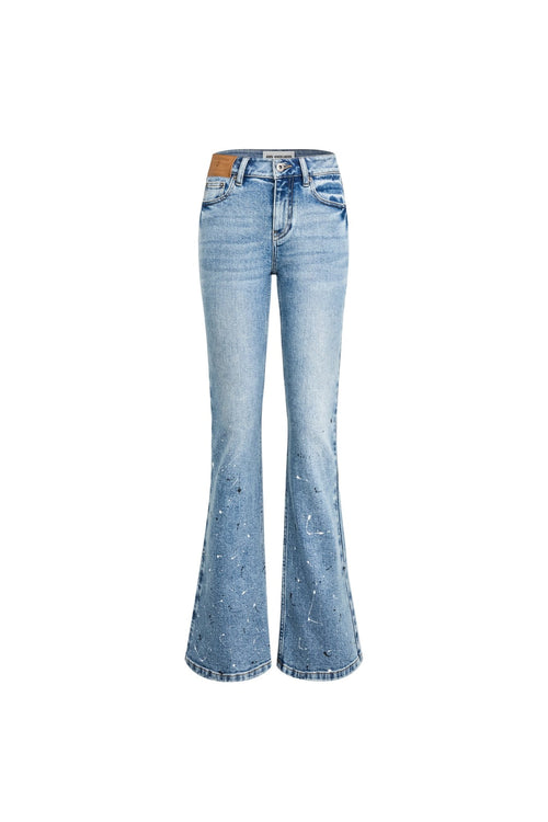 Blue Splatter - painted Flared Jeans - ANN ANDELMAN