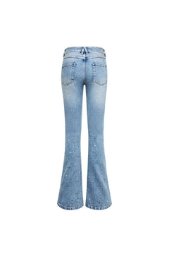 Blue Splatter - painted Flared Jeans - ANN ANDELMAN