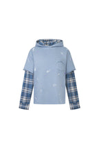 Blue Splatter - print Faux Two - piece Hoodie - ANN ANDELMAN