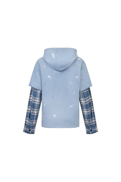 Blue Splatter - print Faux Two - piece Hoodie - ANN ANDELMAN