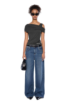 Blue Straight - Leg Jeans With Belt - ANN ANDELMAN