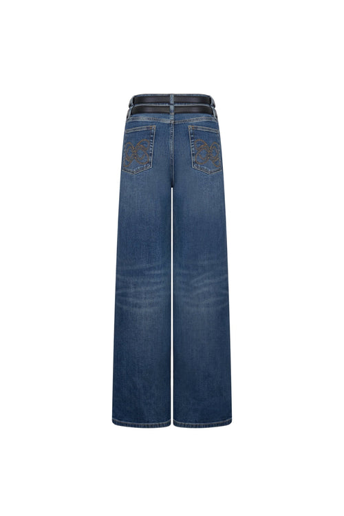 Blue Straight - Leg Jeans With Belt - ANN ANDELMAN