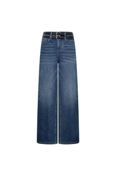 Blue Straight - Leg Jeans With Belt - ANN ANDELMAN