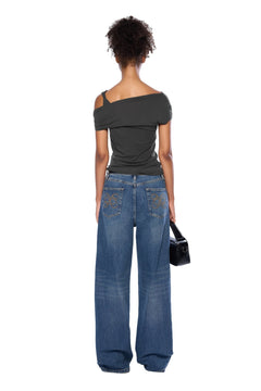 Blue Straight - Leg Jeans With Belt - ANN ANDELMAN