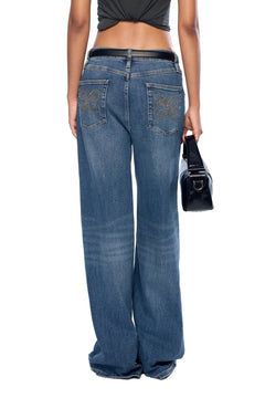 Blue Straight - Leg Jeans With Belt - ANN ANDELMAN