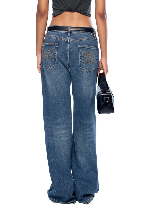 Blue Straight - Leg Jeans With Belt - ANN ANDELMAN