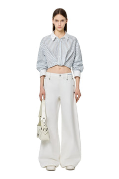 Blue Striped Deconstructed Pleated Shirt - ANN ANDELMAN
