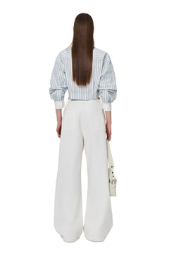 Blue Striped Deconstructed Pleated Shirt - ANN ANDELMAN