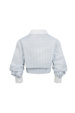 Blue Striped Deconstructed Pleated Shirt - ANN ANDELMAN