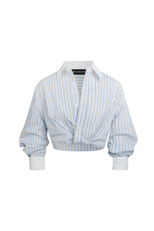 Blue Striped Deconstructed Pleated Shirt - ANN ANDELMAN