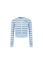 Blue Striped Openwork Knit Top - ANN ANDELMAN