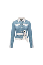 Blue Two - tone Suede Fitted Jacket - ANN ANDELMAN