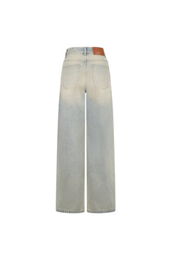 Blue Vintage Distressed Wide - Leg Pants - ANN ANDELMAN
