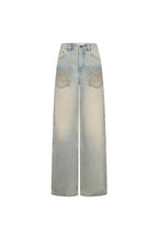 Blue Vintage Distressed Wide - Leg Pants - ANN ANDELMAN