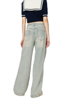 Blue Vintage Distressed Wide - Leg Pants - ANN ANDELMAN