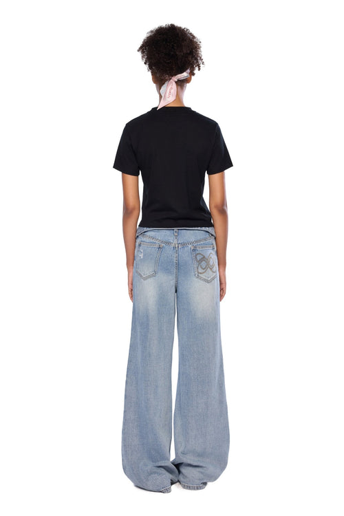 Blue Waistband Ripped Jeans - ANN ANDELMAN