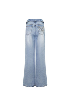 Blue Waistband Ripped Jeans - ANN ANDELMAN
