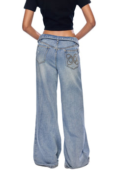 Blue Waistband Ripped Jeans - ANN ANDELMAN