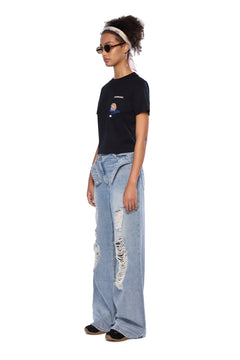 Blue Waistband Ripped Jeans - ANN ANDELMAN