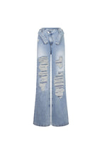 Blue Waistband Ripped Jeans - ANN ANDELMAN