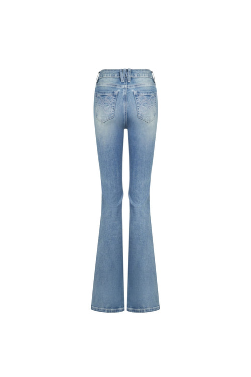 Blue Washed Slim Flare Jeans - ANN ANDELMAN