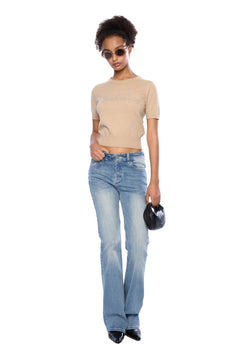 Blue Washed Slim Flare Jeans - ANN ANDELMAN