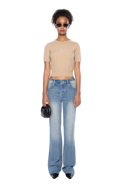 Blue Washed Slim Flare Jeans - ANN ANDELMAN