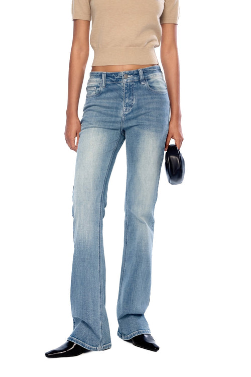Blue Washed Slim Flare Jeans - ANN ANDELMAN