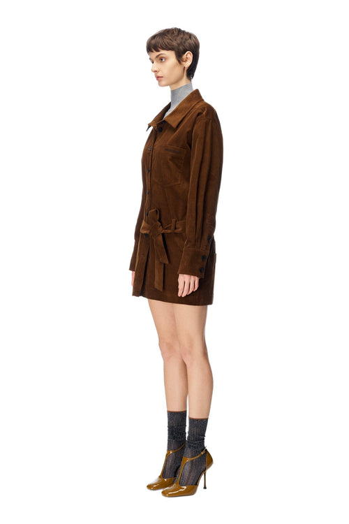 Brown Corduroy Long Shirt - ANN ANDELMAN