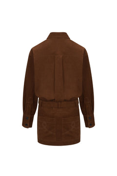 Brown Corduroy Long Shirt - ANN ANDELMAN