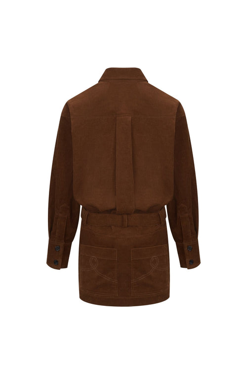 Brown Corduroy Long Shirt - ANN ANDELMAN