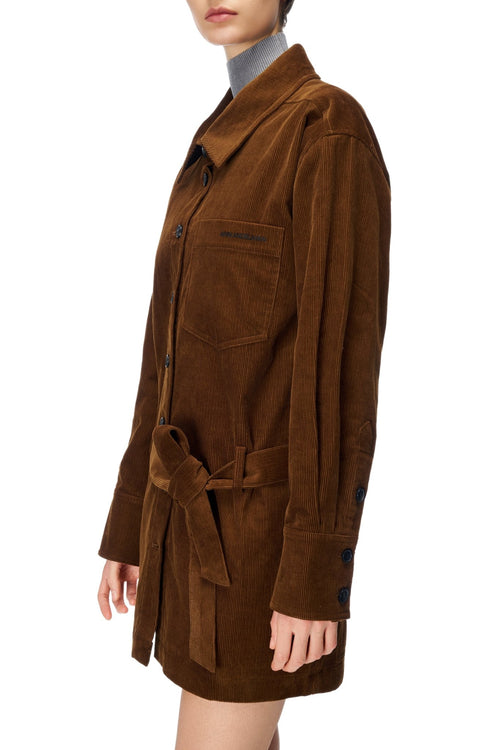 Brown Corduroy Long Shirt - ANN ANDELMAN