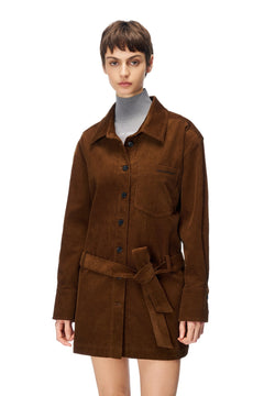 Brown Corduroy Long Shirt - ANN ANDELMAN