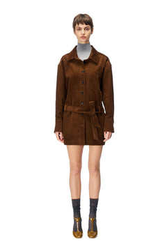 Brown Corduroy Long Shirt - ANN ANDELMAN