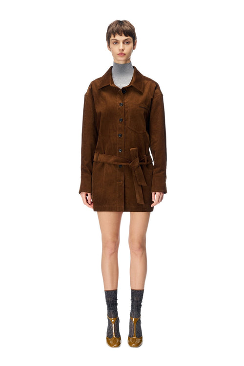 Brown Corduroy Long Shirt - ANN ANDELMAN