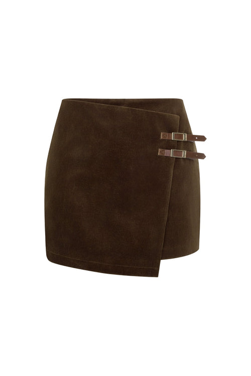 Brown Double-breasted Asymmetrical Midi Skirt - ANN ANDELMAN