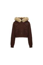 Brown Faux - fur Collar Knit Jacket - ANN ANDELMAN